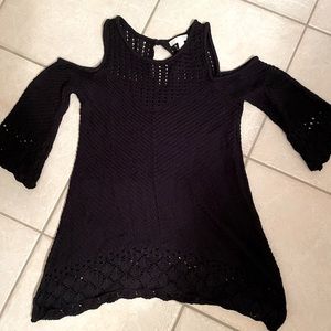 Cold shoulder knit sweater